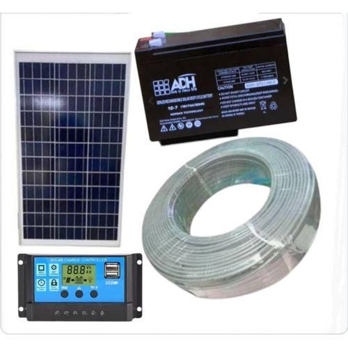 50W Solar Panel Kit + 24AH Solar Battery + 10AH Controller, 50M Cable Roll -Black