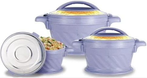 3Pc Set Food Warmer Thermal Insulation Hot Pot Casserole Lunch Boxes - Multicolors