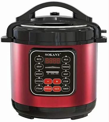 Sokany Touch Operated Digital Pressure Cooker For Fast Cooking With Scheduling Function-Red/Black