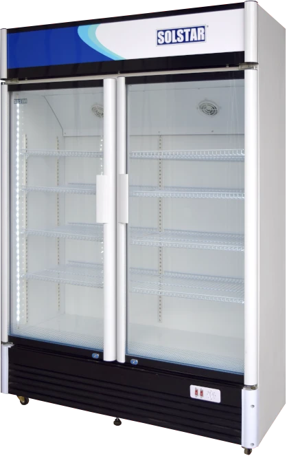 Solstar 900-Litre Double Display Cooler VC 9000-WHV SS; Vertical Display Chiller, Double Door Display Showcase Refrigerator - White