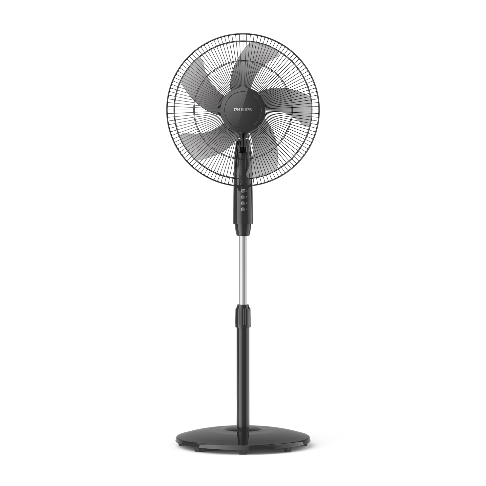 Philips Series 600 Pedestal Fan – ACP620/01, 3250 m³/h Airflow, Quiet 40 dB(A), 45 cm Head, 3-Speed Settings, Tilt & Oscillation, Height Adjustable, 45W – Black