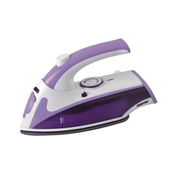 Geepas 800W Travel Iron with Foldable Handle – Non-Stick Soleplate, Adjustable Thermostat, Transparent Water Tank, Lightweight Design – GSI7805