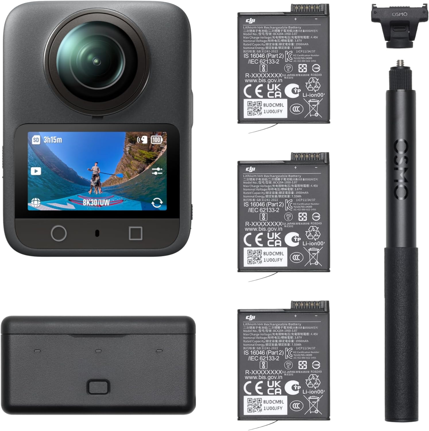 DJI Osmo 360 Adventure Combo, 360 Camera with 1-Inch 360° Imaging, Extended Battery Life with 3 Batteries, Native 8K 360° Video, 4K/120fps & 170° Boost Video, Action Camera for Sports, Vlog