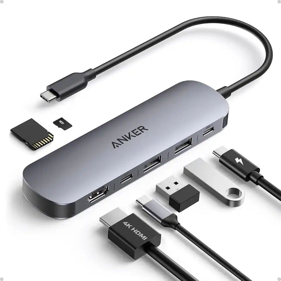Anker USB C Hub (7-in-1), with 4K HDMI, 85W Power Delivery, USB-C and 2 USB-A 5Gbps Data Ports, microSD and SD Card Reader, for MacBook Air, MacBook Pro, XPS, and More