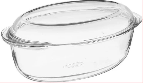 Pyrex Glass Oval Casserole Oven Dish with Lid, 4L , Colourless
