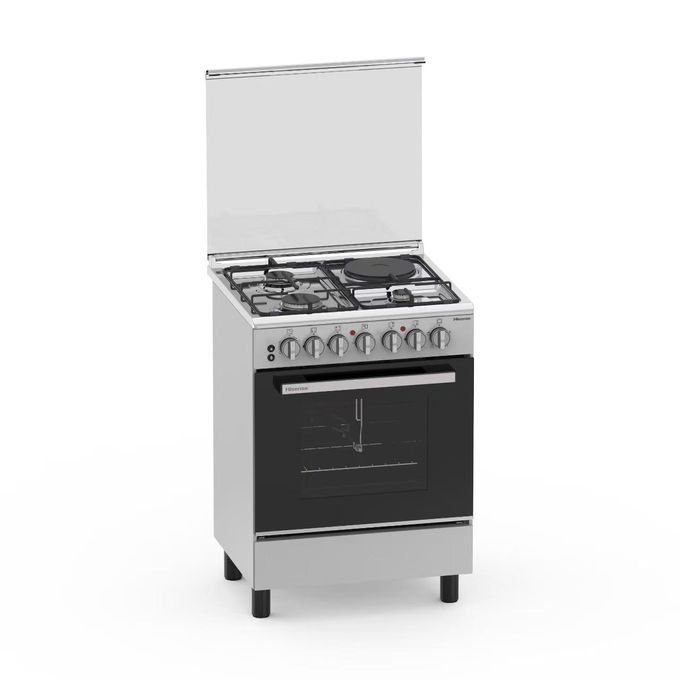 Hisense Cooker 3-Gas Burners And 1-Electric Plate 60x60cm HF631GEES, Electric Oven & Grill, Auto Ignition, Flame Failure Protection