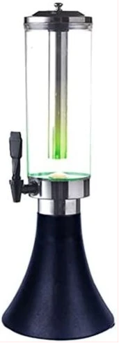 Beer Dispenser Beverage Tower 3L Drinking Water Column with Faucet Level Indicator Beverages Parties Restaurants Bars - Black