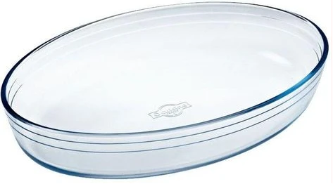 O Cuisine 30x21cm Oval Glass Pie Cake Baking mould soup plate Dish Pan Roaster- Clear.