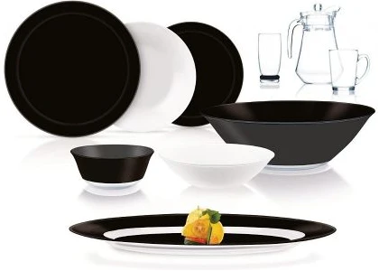 Luminarc Black & White Plates Dinner Set (46 pcs) - Multi-colour