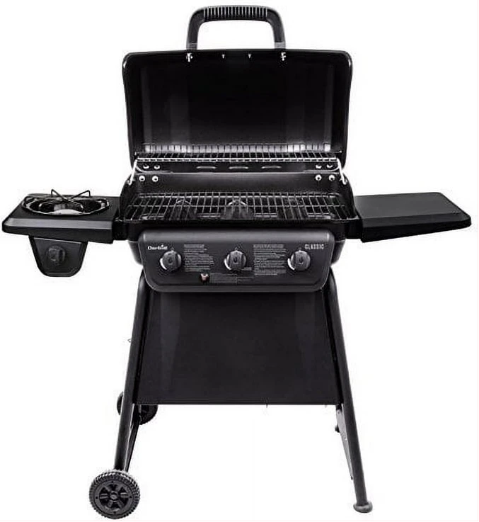Boma 3 Burner BBQ Propane Gas Grill Stainless Steel Patio Garden Barbecue Grill with Stove and Side Table
