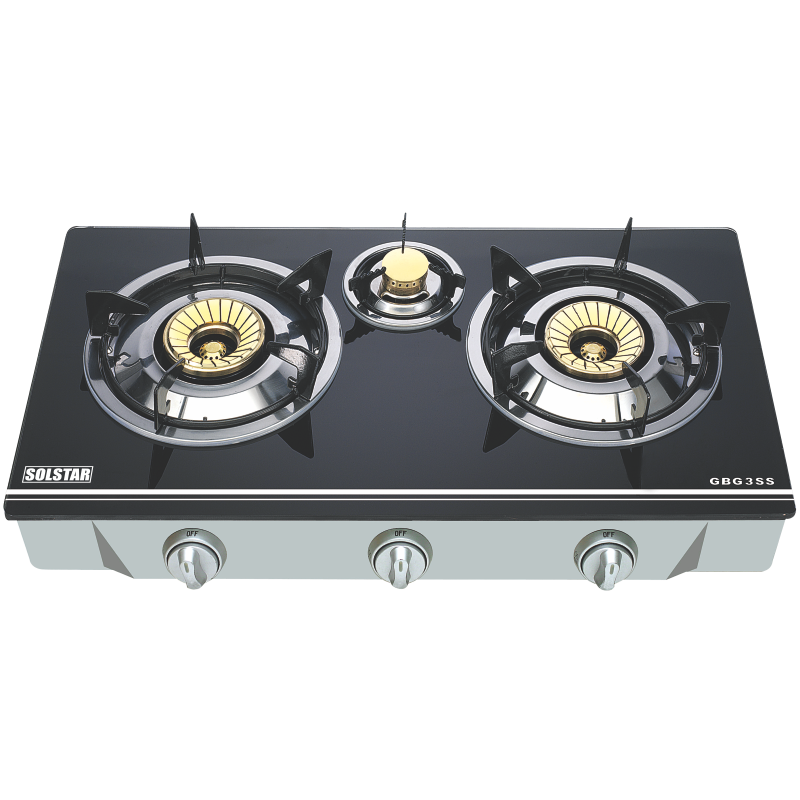 Solstar GBG 3SS 3 Gas Burner With Auto Ignition - Black