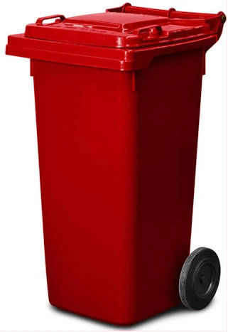Outdoor 120L Plastic Dustbin Waste Bin, 120 Litres Garbage Bin - Red