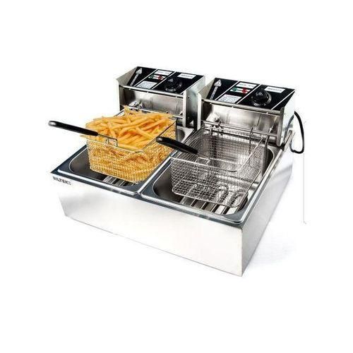 Pixel Commercial Double Deep Fryer, 12 Liters / 12L - Silver