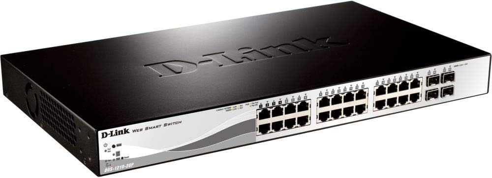D-Link DGS-1210-28P Web Smart 24-Port GIGABIT POE Switch with 4 SFP Slots, Seamless Integration, Versatile Management, Automatic Configuration, Advanced Access Control,  Green