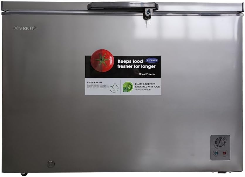 Venus 350L Single Door Chest Freezer, Heavy Duty Compressor VCF350 - Silver