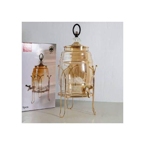 Glass Drink Dispenser High Temperature Resistance Of Glass Household Summer Beverage Fruit Tea Barrel Large Capacity Cold Water Bottle With Stand