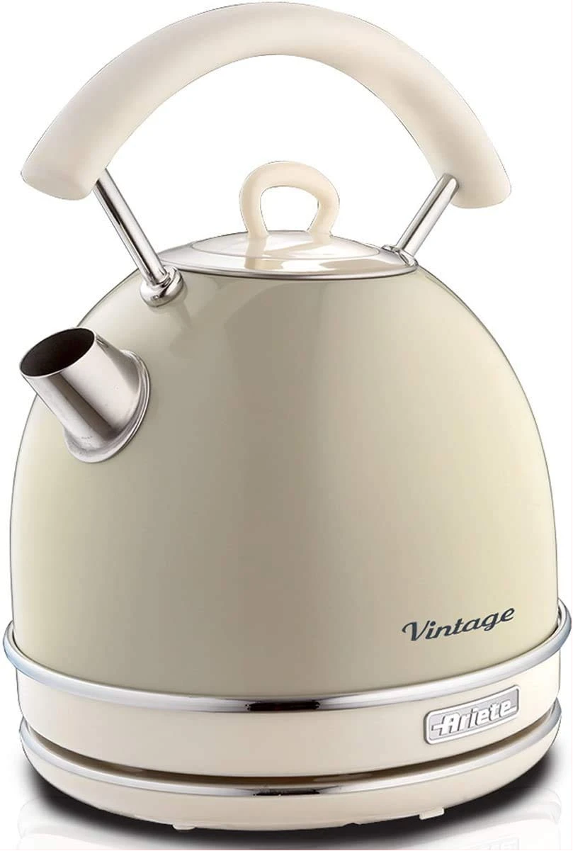 Ariete 2877 Retro Style Cordless Dome Kettle, Removable and Washable Filter, 1.7 Litre Capacity, Vintage Design, Cream