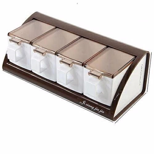 Wall Mounted Spice,Sugar Bowl Storage Rack Organizer,Brown