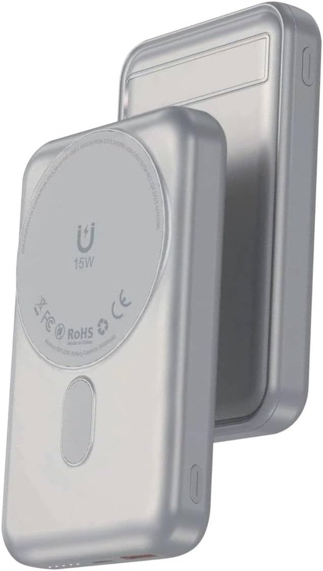 Green Lion Lagos Power Bank 10000mAh, PD 20W Fast Charging, Compatible with MagSafe, 15W Wireless Charging, Strong Magnetic Adsorption, Built-in Stand, Compact & Portable (Titanium)