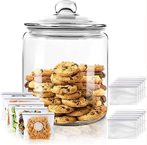 10L Airtight Glass Sweet Cookie Candy Jar Cereal Food Storage Container- Clear.