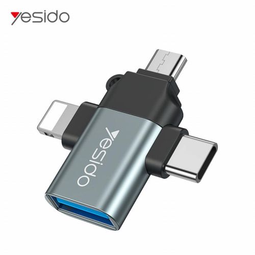 Yesido 3 In 1 OTG USB 3.0 Super Fast Data Transmission Adapter GS15- Multicolor