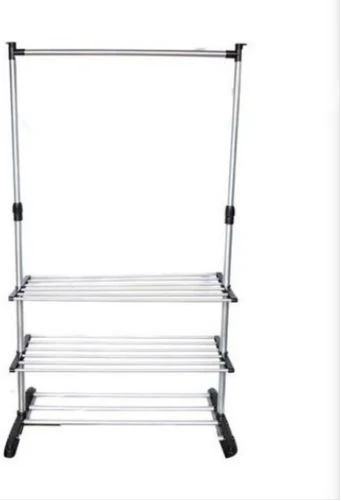 Shoe Rack Holding With Cloth Support - Silver