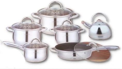 12 Pieces Of Heavy Stainless Steel Saucepans/Cookware, Silver