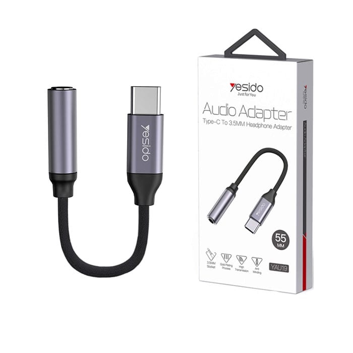Yesido YAU19 Aluminum Alloy Nylon Cable USB Type-C To 3.5mm Aux Port Audio Adapter Cable
