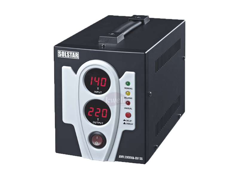 Buy new Solstar Voltage Stabiliser/Regulator DVR2000VA; 120-280V~ Input, 2000VA (watts) Output, Digital Display in Uganda - - Free Delivery > Long warranty > Lifetime After-sales Support