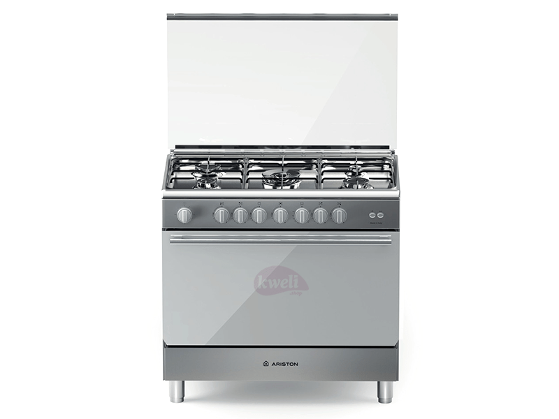 Buy new Ariston 5 Gas Cooker with Wide Gas Oven and Rotisserie BAM951EGSS, 90cm x 60cm in Uganda - - Free Delivery > Long warranty > Lifetime After-sales Support