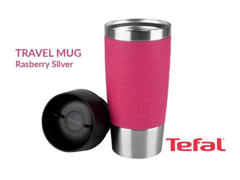 Buy new TEFAL Thermal Travel Mug 0.36 liter, Raspberry Silver - K3087114 in Uganda - - Free Delivery > Long warranty > Lifetime After-sales Support