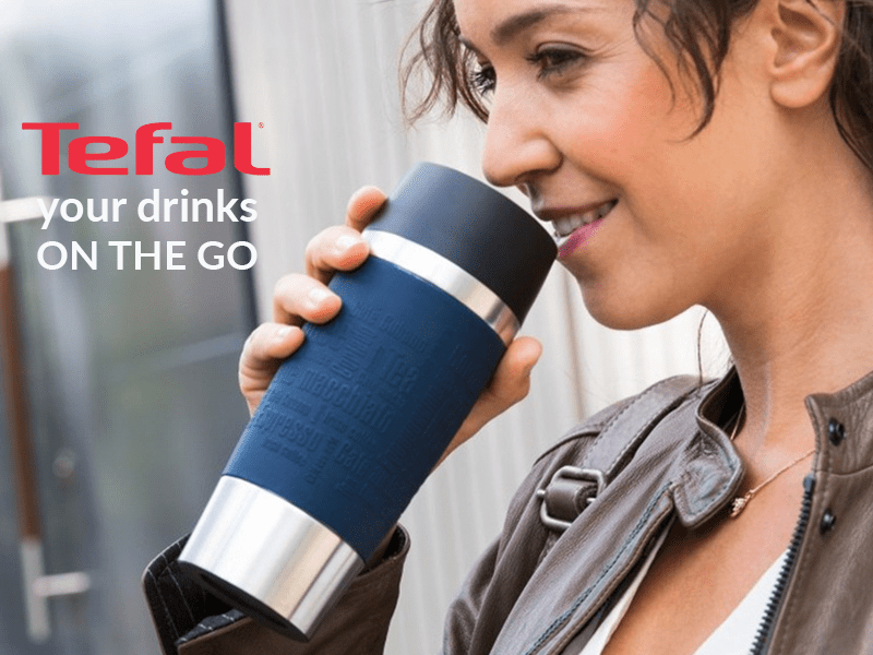 Buy new TEFAL Thermal Travel Mug 0.36 L, Blue Silver - K3082114 in Uganda - - Free Delivery > Long warranty > Lifetime After-sales Support