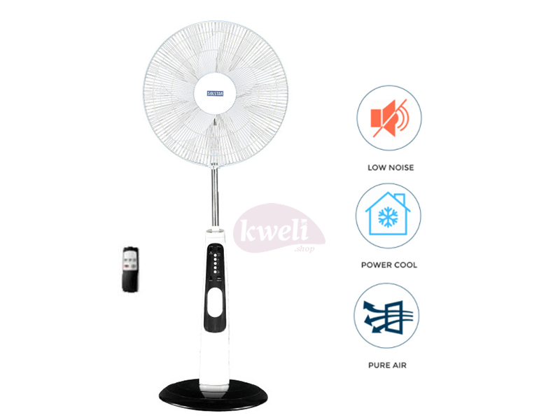 Buy new Solstar Rechargeable Stand Fan with Remote 18inch RFS-3008U-WH SS; Low Noise, Free Standing Fan in Uganda - - Free Delivery > Long warranty > Lifetime After-sales Support