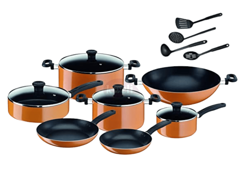 Buy new Tefal 15 Pcs Prima Cookware Set - B168A574; Non Stick, Aluminium , Orange Black in Uganda - - Free Delivery > Long warranty > Lifetime After-sales Support