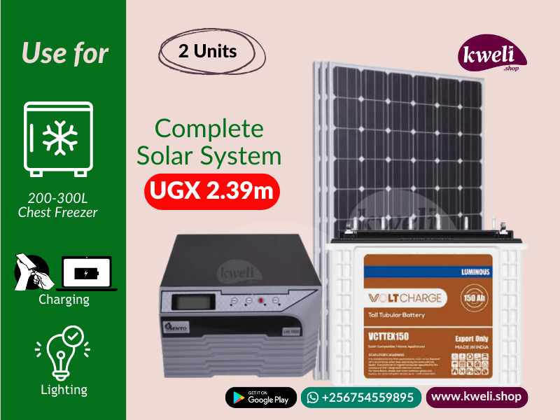 Buy new Kweli 0.5kWh Complete Hybrid Solar System; Power your Freezer, Laptop Charging, Phone Charging and Lighting in Uganda - - Free Delivery > Long warranty > Lifetime After-sales Support
