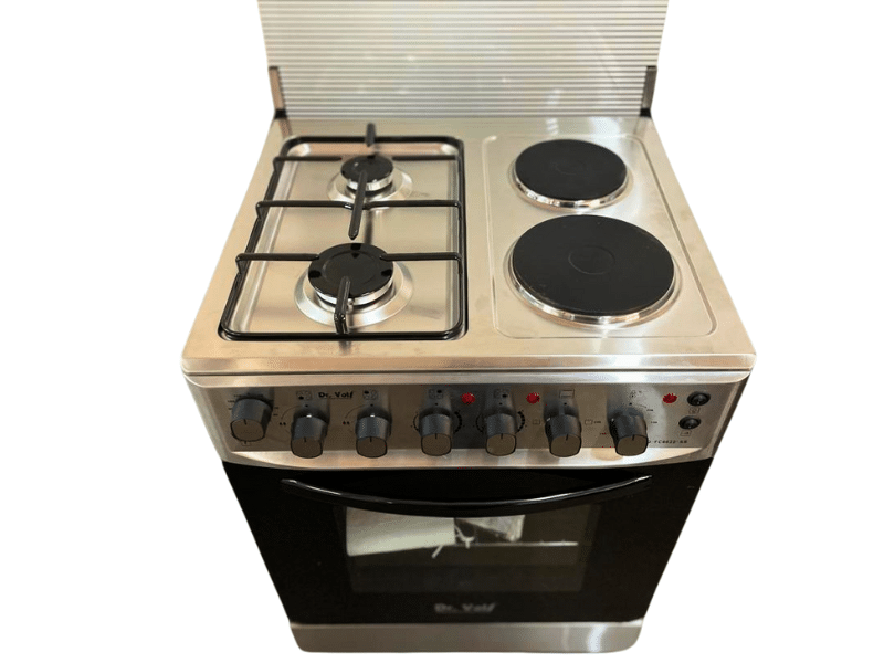 Buy new DR VOLT 60cm Gas & Electric Cooker IQ-FC6622SS; 2 Gas + 2 Hot Plates, Pulse Ignition, Enamelled Pan Support, 64L Oven with Lamp, Rotisserie & Thermostat in Uganda - - Free Delivery > Long warr