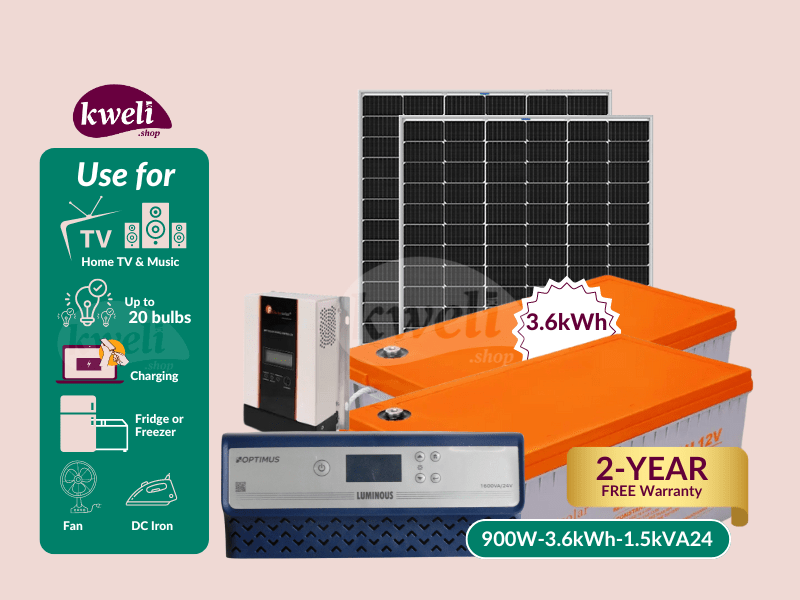 Buy new Kweli Energy 900Wpv-3.6kWh-1.5kVA Hybrid Solar System & Power Backup Solution - Gel; Complete Solar System to Power 20 Bulbs, Fridge, TV, Home Theater, Fan, CCTV, Laptop and Phone Charging, In