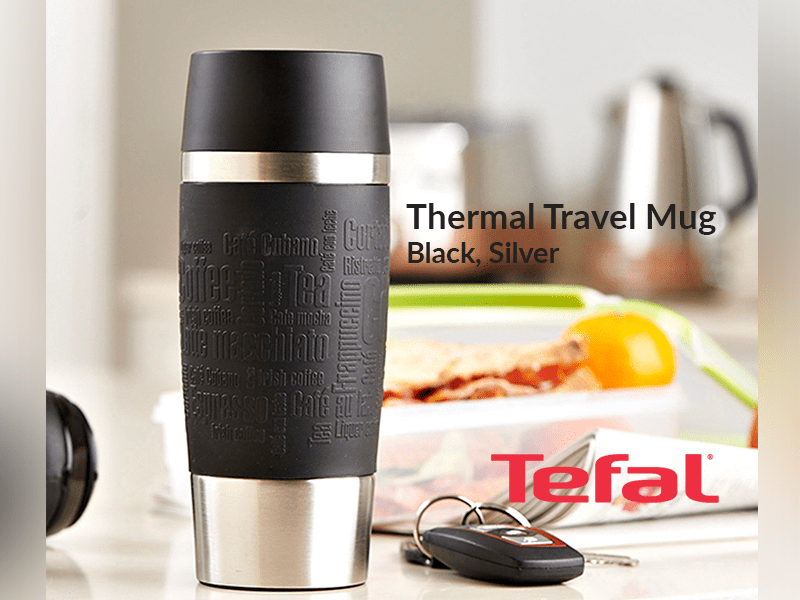 Buy new TEFAL Thermal Travel Mug 0.36 L, Black Silver - K3081114 in Uganda - - Free Delivery > Long warranty > Lifetime After-sales Support