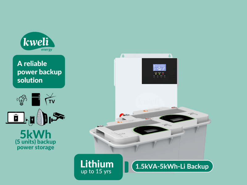 Buy new Kweli Energy 1.5kVA-5kWh1212 Lithium Hybrid Power Backup System; Durable Inverter-Battery Backup, Charge with Umeme/UEDCL or Generator, Store upto 5 Units of Power in Uganda - - Free Delivery 