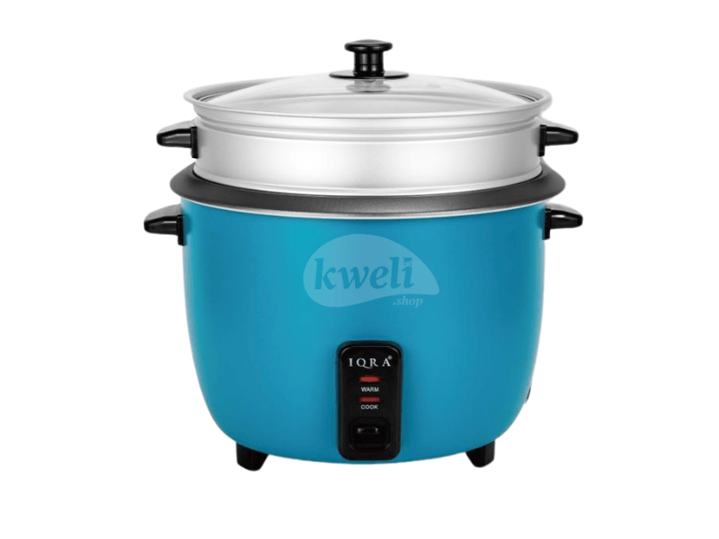Buy new IQRA 2.8-liter Rice Cooker with Steamer IQRC28ST, Blue, 1,000 watts in Uganda - - Free Delivery > Long warranty > Lifetime After-sales Support