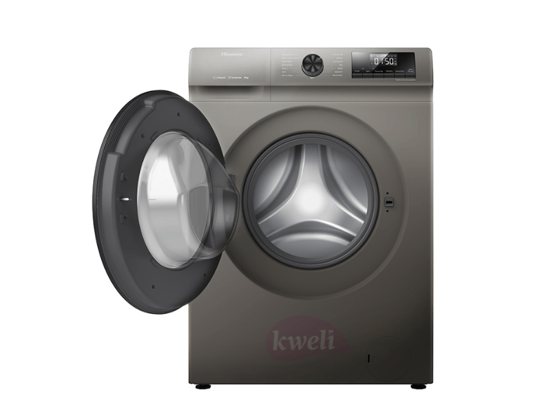 Buy new Hisense 8kg Front Load Washing Machine WFQP8014EVMT; 1400 rpm, Pause and Add Items, Steam, 1800 watts in Uganda - - Free Delivery > Long warranty > Lifetime After-sales Support