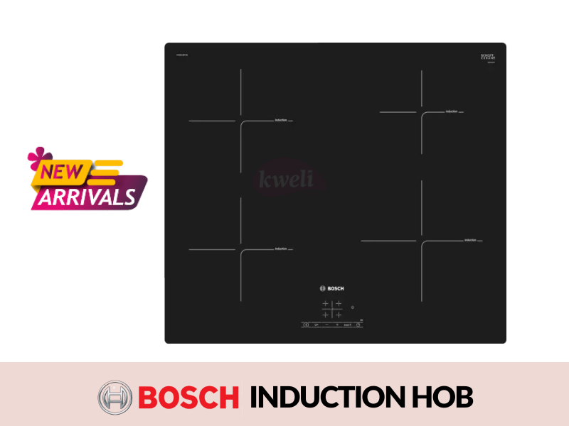 Buy new Bosch Electric Induction Hob PUE611BF1B; PowerBoost, TouchSelect heat control, 1.4kw - 2.2kw power in Uganda - - Free Delivery > Long warranty > Lifetime After-sales Support