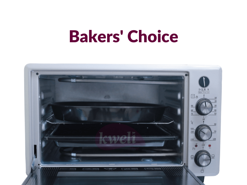 Buy new IQRA 36-liter Mini Electric Oven with Rotisserie IQ-EO360-BG, Grey/Black in Uganda - - Free Delivery > Long warranty > Lifetime After-sales Support