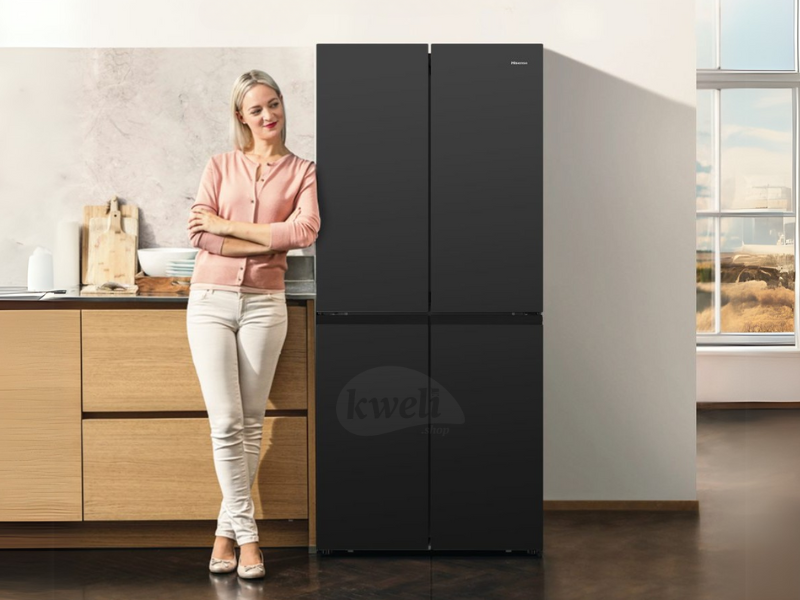 Buy new Hisense 561L 4-Door Refrigerator RQ561N4AB1; Multi Air Flow, Total No Frost, LED Lighting, Black Glass Finish in Uganda - - Free Delivery > Long warranty > Lifetime After-sales Support
