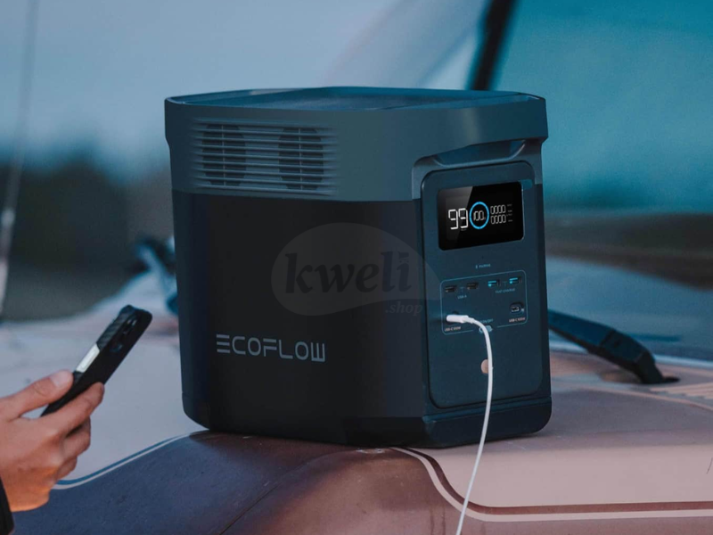 Buy new EcoFlow DELTA 2 UK Portable Power Station 1800W; 1kWh Lithium Battery, 12kg light weight, Umeme, Car & Solar panel charging supported, 0-50% charge in 50 minutes in Uganda - - Free Delivery > 