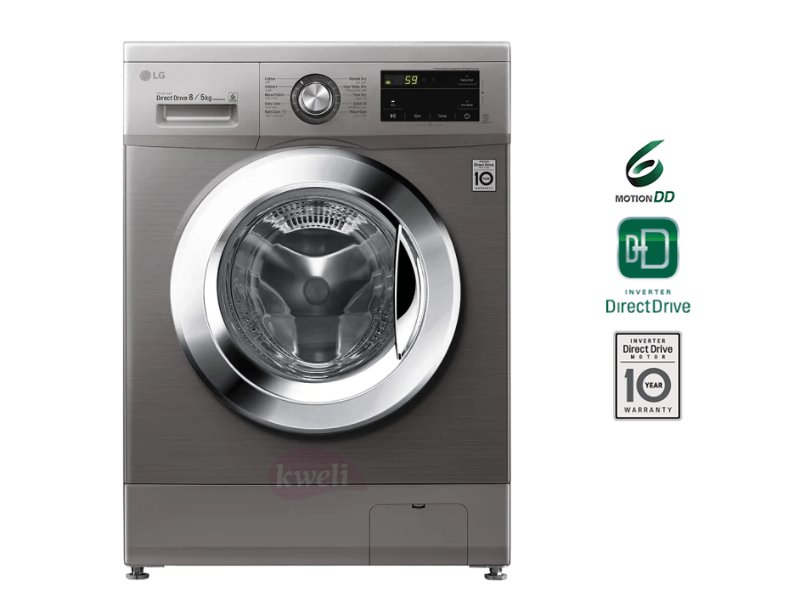 Buy new LG 8/5kg Front Load Washer/Dryer F4J3TMG5P; 6-motion Direct Drive, 1200rpm, Baby Care, Quick Wash in Uganda - - Free Delivery > Long warranty > Lifetime After-sales Support