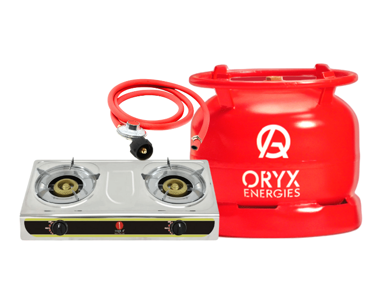 Buy new IQRA 2 Burner Gas Stove with Oryx 6kg Gas Full Set, Automatic Ignition in Uganda - - Free Delivery > Long warranty > Lifetime After-sales Support