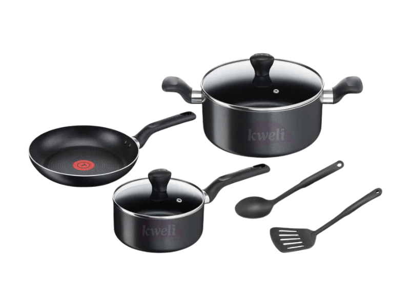 Buy new Tefal 7 Pcs Super Cook Cookware Set - B459S784; Non Stick, Aluminium , Black in Uganda - - Free Delivery > Long warranty > Lifetime After-sales Support