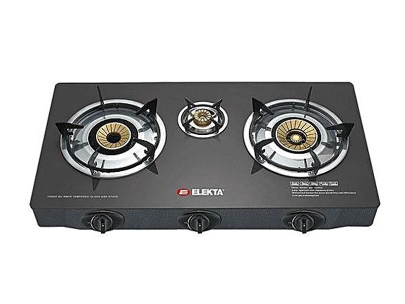 Buy new Elekta 3 Burner Gas Stove, Tempered Glass Top with Auto Ignition - EGC-305GB in Uganda - - Free Delivery > Long warranty > Lifetime After-sales Support