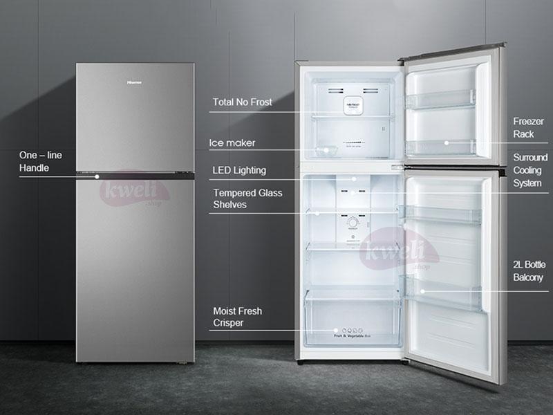Buy Hisense 266L Double Door Refrigerator RT266N4DGN; Top Mount Freezer, Frost-free in Uganda - kweli.shop